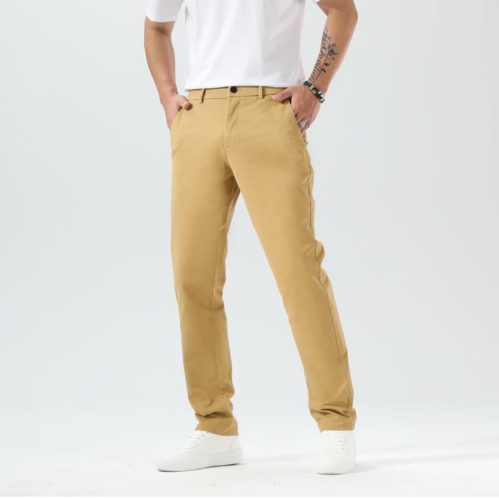 NWT, 33W X 30L Plaid&Plain Men’s Slim Fit Khaki Pants.